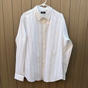 Theory Sylvain Multi Stripe Shirt XXL Long Sleeves Stretch  NWT Preppy Academia